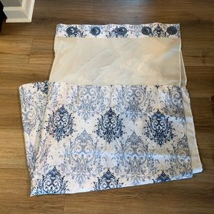 Blue Patterned Hookless Shower Curtain